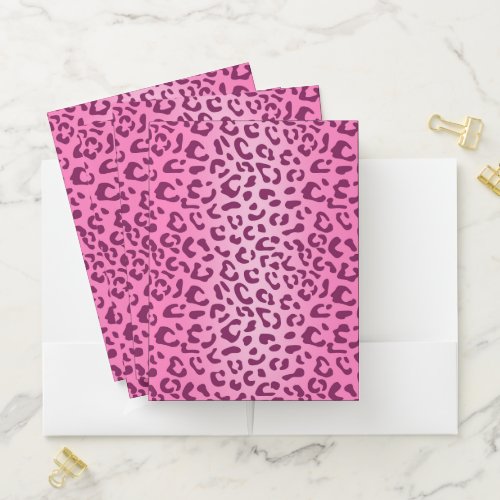 Stylish Pink Leopard Print Pocket Folder
