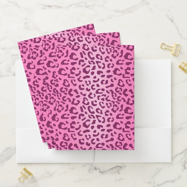 Stylish Pink Leopard Print Pocket Folder (In Situ)