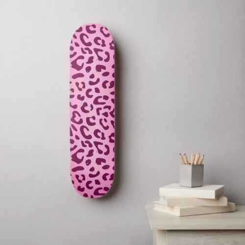 Stylish Pink Leopard Print Skateboard