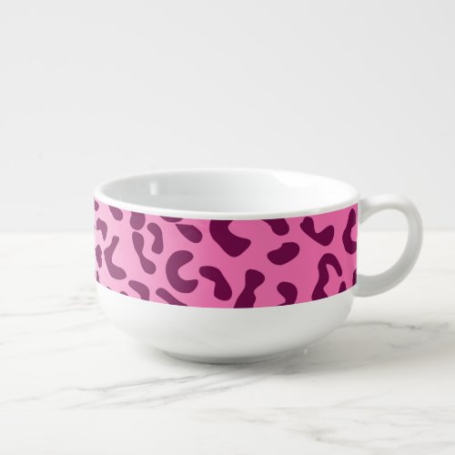 Stylish Pink Leopard Print Soup Mug