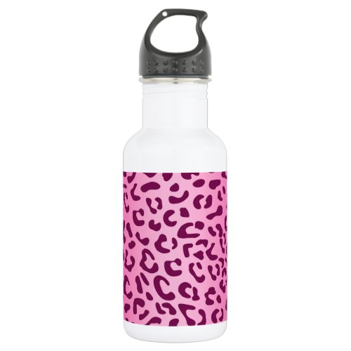 Stylish Pink Leopard Print Stainless Steel Water Bottle