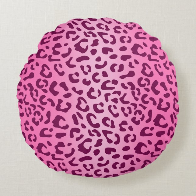 Stylish Pink Leopard Print Throw Pillow (Front)