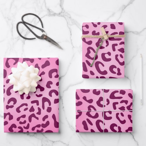 Stylish Pink Leopard Print Wrapping Paper Sheets