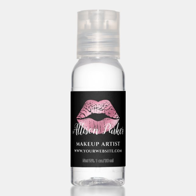 Stylish Pink Lips Makeup Artist Promotional Hand Sanitizer (Front)