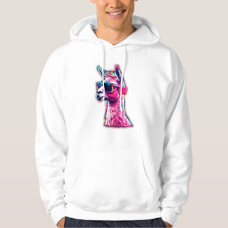 Stylish Pink Llama | Funky Synthwave Hoodie