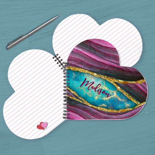 Stylish pink marble art faux gold glitter notebook (Creator Uploaded)