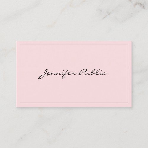 Stylish Pink Minimalist Professional Modern Pretty Business Card