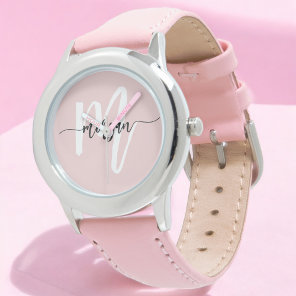 Pink girls authentic watch letter monogram