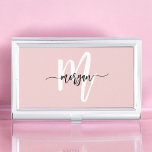 Stylish Pink Modern Script Girly Monogram Name Business Card Case<br><div class="desc">Elevate your professional image with the Stylish Pink Modern Script Girly Monogram Name Business Card Case. This chic case features a soft blush pink design with a contemporary script monogram, offering a personalized touch to your business essentials. Crafted from high-quality materials, it provides a durable and elegant way to store...</div>