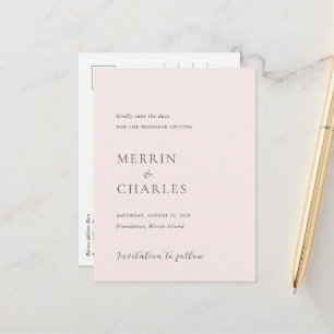 Stylish Pink Modern Wedding Save the Date Announcement Postcard