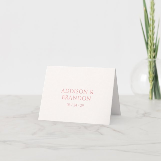 Stylish Pink Modern Wedding Thank You Card (Front)