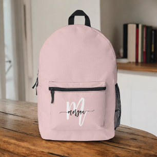 Stylish Pink Monogram Girl's Back to School Printed Backpack