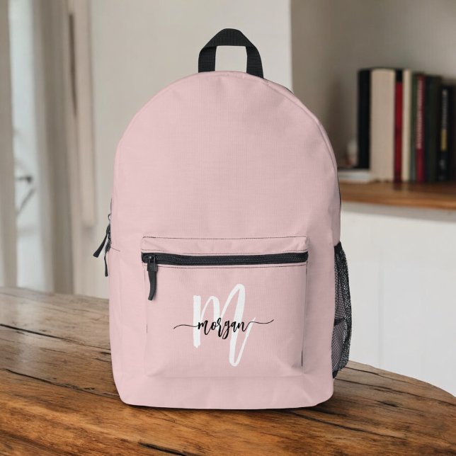 Stylish Pink Monogram Girl's Back to School Printed Backpack (Creator Uploaded)