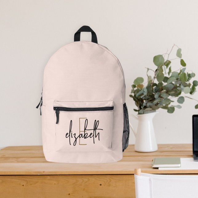 Stylish Pink Monogram Girly Back to School Printed Backpack (Creator Uploaded)