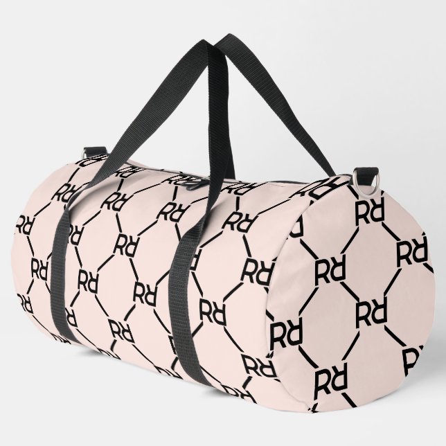 Stylish Pink Monogram Name Girl's Initial Luxury Duffle Bag (Left Corner)