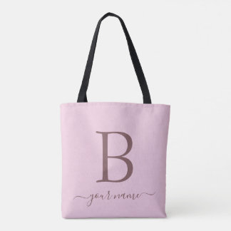 Stylish Pink Monogram Simple, Modern Minimalist  Tote Bag