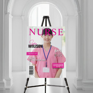 Stylish Pink nursing magazine photo graduation Foam Board