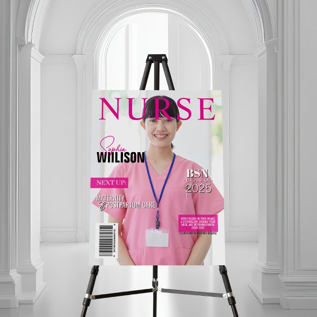 Stylish Pink nursing magazine photo graduation  Foam Board (Creator Uploaded)