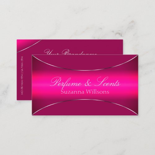 Stylish Pink Ombre with Silver Border Eye Catching Business Card