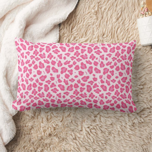 Stylish Pink on Pink Leopard Print Lumbar Pillow (Blanket)