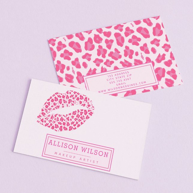 Stylish Pink on Pink Leopard Print | Makeup Artist Business Card (Creator Uploaded)