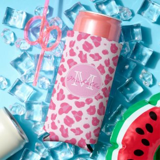 Stylish Pink on Pink Leopard Print | Monogram  