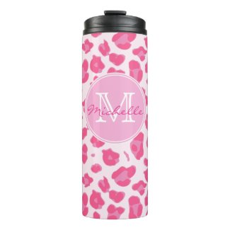 Stylish Pink on Pink Leopard Print | Monogram Thermal Tumbler