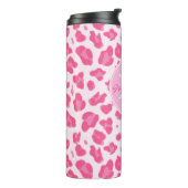 Stylish Pink on Pink Leopard Print | Monogram Thermal Tumbler (Rotated Left)