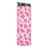 Stylish Pink on Pink Leopard Print | Monogram Thermal Tumbler (Rotated Right)