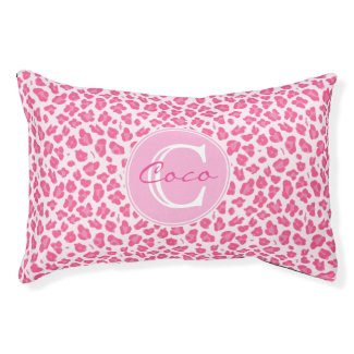 Stylish Pink on Pink Leopard Print  | Personalized Pet Bed
