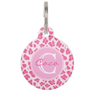 Stylish Pink on Pink Leopard Print  | Personalized Pet ID Tag