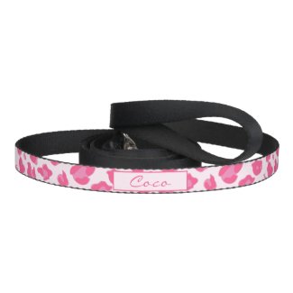 Stylish Pink on Pink Leopard Print  | Personalized Pet Leash