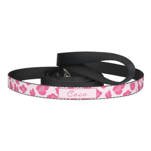 Stylish Pink on Pink Leopard Print   Personalized Pet Leash