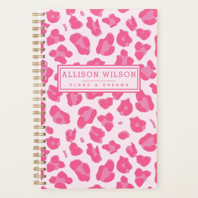 Stylish Pink on Pink Leopard Print Planner (Front)