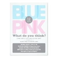 Stylish Pink or Blue Baby Gender Reveal Party Invitation