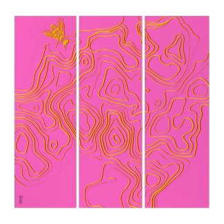 Stylish Pink Orange Abstractly Triptych