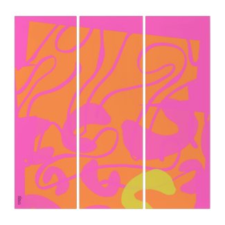 Stylish Pink Orange Abstractly Triptych