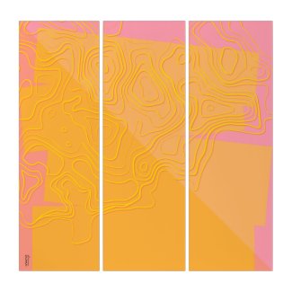 Stylish Pink Orange Abstractly Triptych