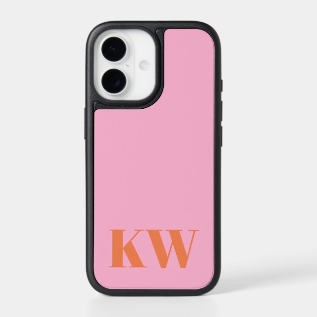 Stylish Pink Orange Monogram Initials Personalized Otterbox iPhone Case (Back)