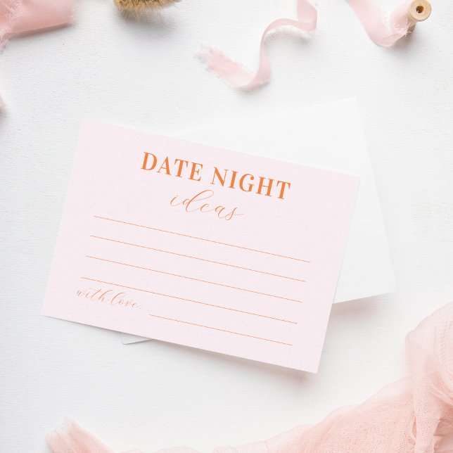 Stylish Pink & Orange Typography Date Night Ideas Enclosure Card (Creator Uploaded)