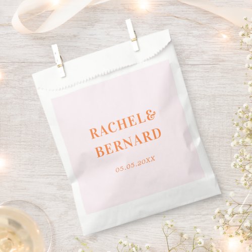 Stylish Pink  Peach Orange Typography Wedding Favor Bag
