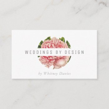 Stylish Pink Peony Logo Modern Floral Flower Business Card by edgeplus at Zazzle