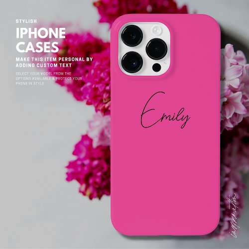 Stylish Pink Personalized iPhone Case Script Name