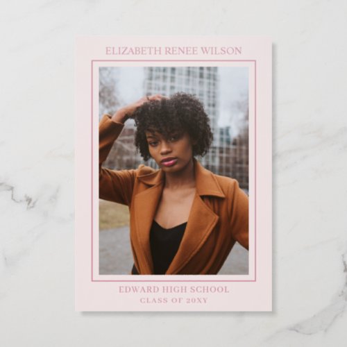 Stylish Pink Photo Graduation Announcement