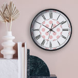 Stylish Pink Polka Dots Girly Clock<br><div class="desc">A girly pink polka dot pattern with roman numerals on the clock face adds feminine flair to your decor.</div>