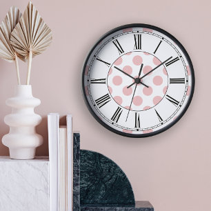 Stylish Pink Polka Dots Girly Clock