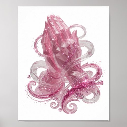 Stylish Pink PRAYING HANDS Poster