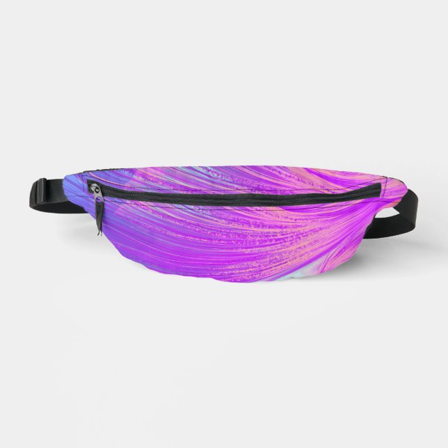 Stylish Pink Purple Abstract Feathers Fanny Pack (Front)