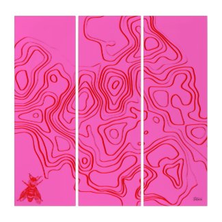 Stylish Pink Red Abstractly Triptych