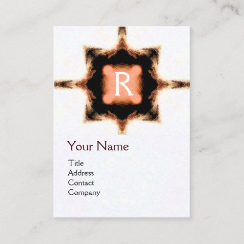 STYLISH PINK RED BROWN SQUARE MONOGRAM White Business Card